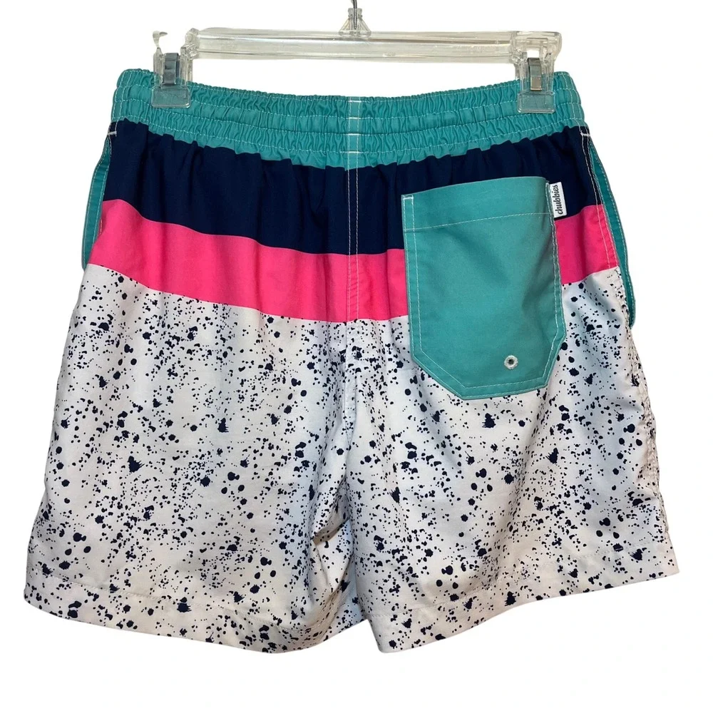 Chubbies Swim Trunks Blue Pink White Splatter 5.5